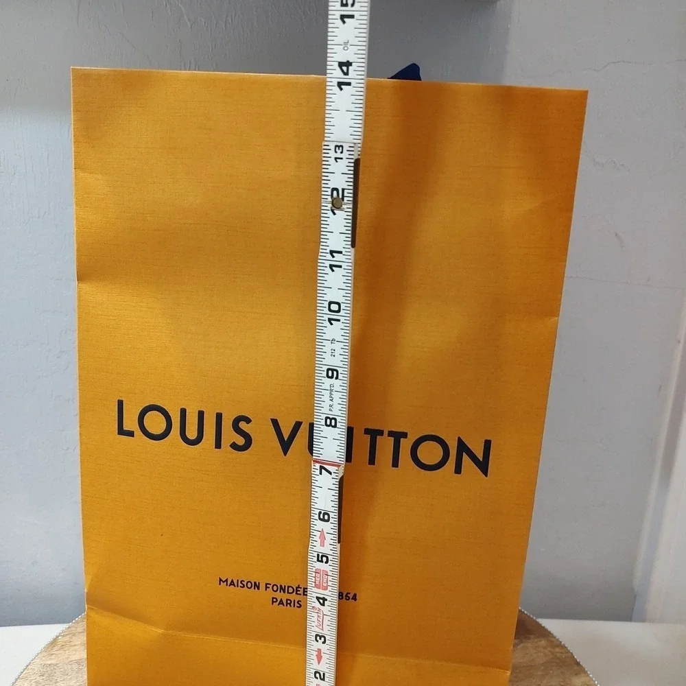 Louis Vuitton Gift‎ Bag Orange Blue Handles 14 x 10 x 4.5 inches Empty Authentic